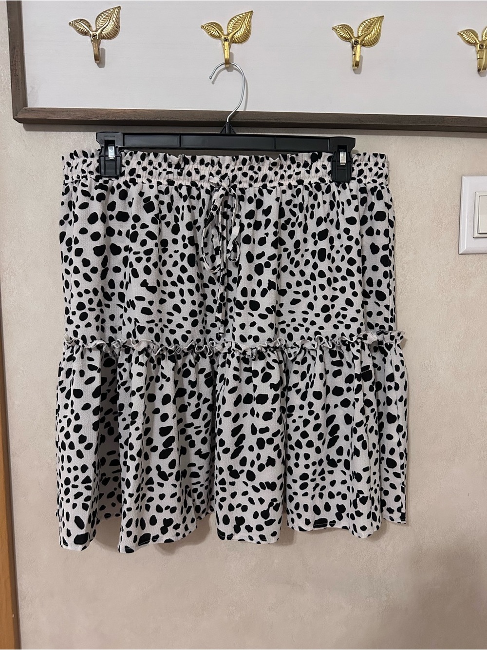 Tiered Dalmatian Print Skirt - Black and White